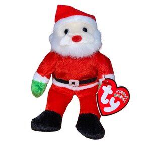 Ty Jingle Beanies Santa Plush Ornament Red White & Green Holiday Decoration